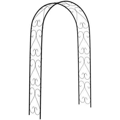 Abbildung von Rosenbogen, Torbogen aus Stahl, Gartenbogen für Kletterpflanzen, Schwarz