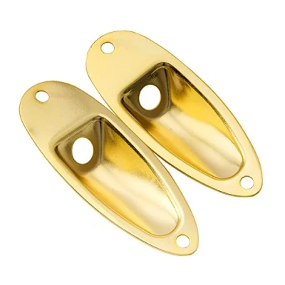 Abbildung von Musiclily Stile Barca Buchsenplatte Strat Jack Plate für ST Style E Gitarre, Gold (2 Stück)