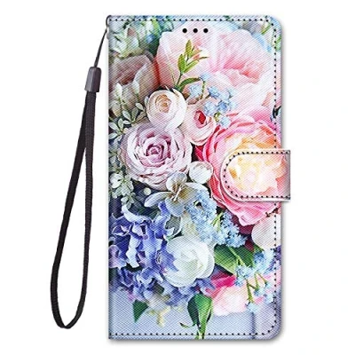 Abbildung von Nodigo für Samsung Galaxy A20e 2019 Leder Hülle Magnetisch Kickstand mit Kartenfach 360 Grad Tier Muster Motiv Lustig Design Silikon Hüllen Handyhülle Wallet Tasche Case Mädchen Damen Blume