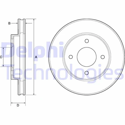 Abbildung von DELPHI BG4742C Bremsscheibe 238 22 4 Belüftet beschichtet unbehandelt ohne Radlager, ABS Sensorring NISSAN: Tiida Schrägheck, MICRA 3, Note I