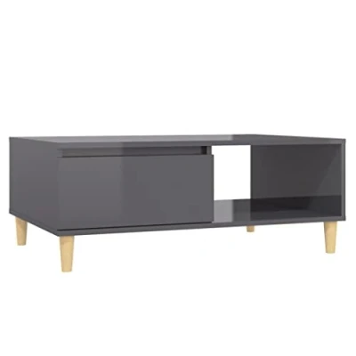 Abbildung von vidaXL Couchtisch Skandinavisch Beistelltisch Wohnzimmertisch Kaffeetisch Sofatisch Teetisch Tisch Wohnzimmer Hochglanz Grau 60x60x30cm Holzwerkstoff