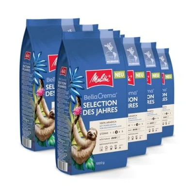 Abbildung von Melitta BellaCrema Selection des Jahres Ganze Kaffee Bohnen 8 x 1kg, ungemahlen, Kaffeebohnen für Vollautomat, mittlere Röstung, geröstet in Deutschland, Stärke 3, im Tray