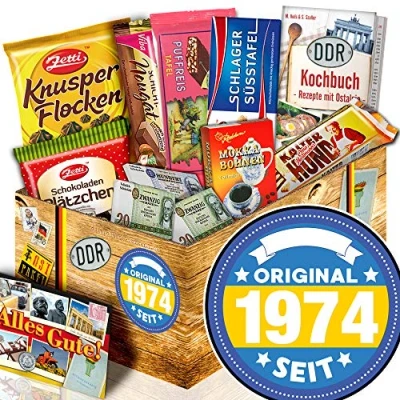 Abbildung von Original seit 1974 + Präsentkorb 50. Geburtstag Schokolade Geschenk DDR