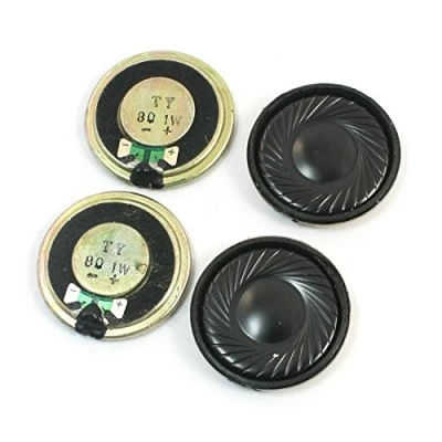 Abbildung von sourcing map 4 Pcs 1W 8 Ohm 32mm Dia Runde Metall Interne Magnet Lautsprecher