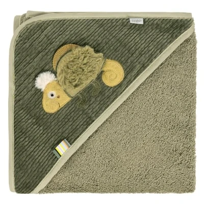 Abbildung von Fehn Kapuzenbadetuch Chamäleon Bade Poncho aus Frottee mit Kapuze und niedlichem Motiv saugstark &amp; kuschelweich für Babys Kleinkinder ab 0+ Monaten