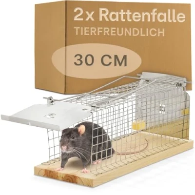 Abbildung von Praknu 2 Stück Rattenfalle Lebendfalle 30cm Groß Effektiv und Robust für Wühlmause Ratten