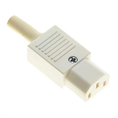 Abbildung von C13 Wiederverdrahtbarer Iec Stecker, 10A Gerade, Weiß IEC320 Steckverbinder 3 Polige Buchse Stromadapter Steckerstifte Inline Stecker