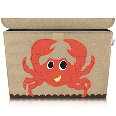 Abbildung von LIFENEY Aufbewahrungsbox Kinder groß 51 x 36 I Spielzeugkiste Kiste mit Deckel für Kinderzimmer Aufbewahrungsboxen Spielzeugaufbewahrung (Krabbe)