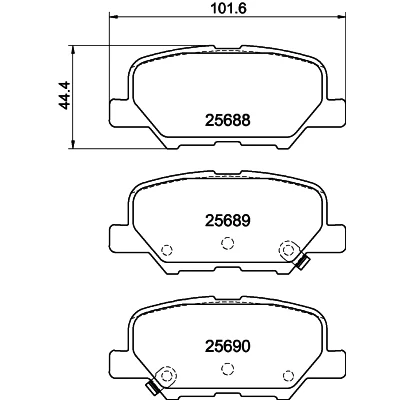 Abbildung von HELLA 8DB 355 020 291 Bremsbelagsatz mit akustischer Verschleißwarnung MAZDA: 6 Kombi, Limousine, Kasten / MITSUBISHI: ASX SUV, OUTLANDER 3