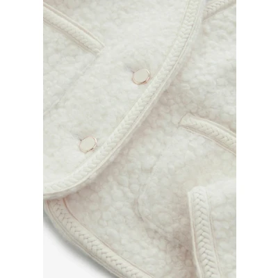 Abbildung von Next Regular FIT Boucle Fluffly V NECK Fleecejacke, Damen, Größe: 44, Ecru