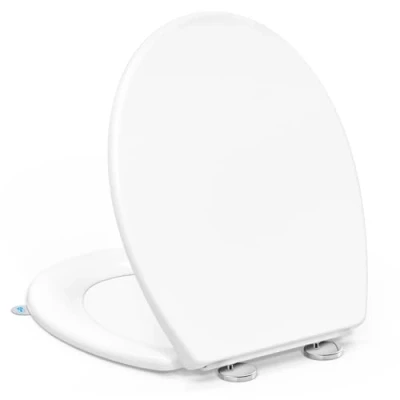 Abbildung von Toilettendeckel mit Absenkautomatik O Form, YEAUPE PRO WC Sitz Puller Lid, Quick Release Funktion für einfache Reinigung, 150 kg belastbar, Weiß, 44,6 x 37,2 cm