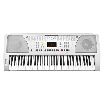 Abbildung von FunKey Home Keyboard 61 SL inkl. Netzteil und Notenhalter Silber, Begleitautomatik mit 100 Rhythmen