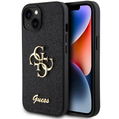 Abbildung von Apple iPhone 15 Hülle Kunststoff Guess Backcover/Hard Case Handyhülle Schwarz