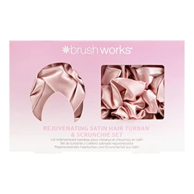 Abbildung von Brushworks Rejuvenating Satin HAIR Turban AND Scrunchie SET Haarset, Damen, Größe: One Size, Pink