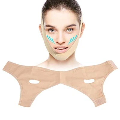 Abbildung von Anti Falten Gesicht Abnehmen Maske, Heben V Linie Gürtel Aging &amp; Atmungsaktiv Kompression Kinn Gesichtsbandage(L)