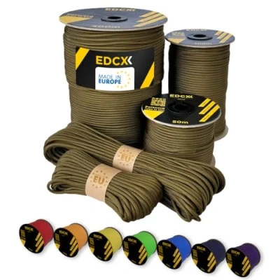 Abbildung von EdcX Paracord 4 mm, 35+ Volltonfarben (10 m, 15 30 50 100 300 m) Ideal zum Basteln, Camping, Outdoor 100% Nylonseil mm Taktische Schnur 550 Typ III (Bronze,
