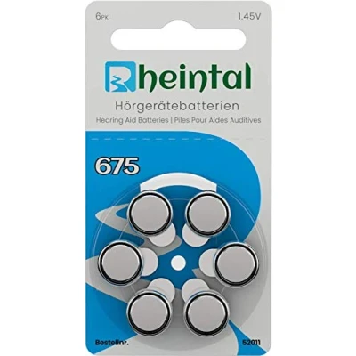 Abbildung von Rheintal 30 Premium Hörgerätebatterien Typ A675 für alle Hörgeräte mit Batteriefarbe BLAU 1.45 V 550mAh PR44, 52015