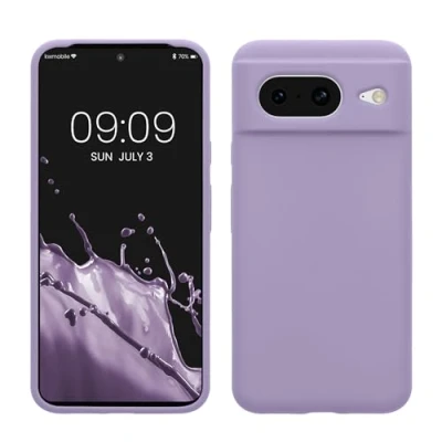 Abbildung von kwmobile Hülle kompatibel mit Google Pixel 8 Silikon Handy Case Handyhülle weiche Oberfläche kabelloses Laden Veilchen Lila