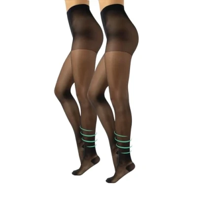 Abbildung von CALZITALY Stützstrumpfhose mit starker Kompression 10 mm/Hg, Feine Kompressionsstrumpfhosen Damen, S, M, L, XL, XXL, 3XL, 4XL, 70 DEN, Made in Italy (L, 2 X Schwarz)