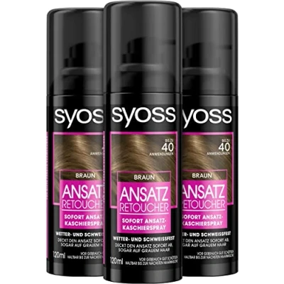 Abbildung von Syoss Haaransatz Spray Retoucher Kaschierspray Braun 120 ml, deckt helleren und grau nachwachsenden Ansatz ab