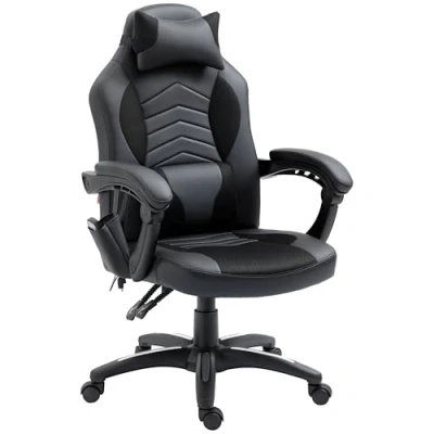 Abbildung von Bürostuhl Massagesessel Gaming Stuhl Wärmefunktion 6 Vibrationspunkte PU Rot 68 x 69 108 117cm