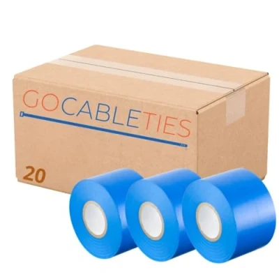 Abbildung von GOCABLETIES Isolierband Blau 20 Rollen 50 mm x 33 m strapazierfähiges, selbstklebendes zum Schutz, Bündeln und Reparieren von Kabeln
