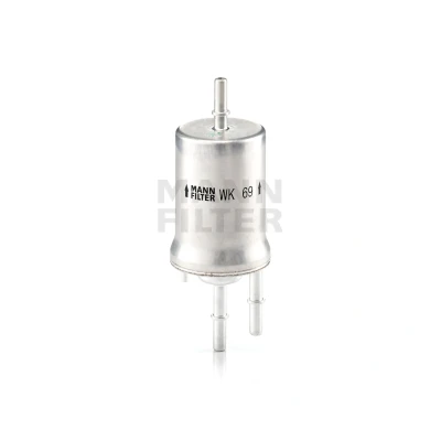 Abbildung von MANN FILTER WK 69 Kraftstofffilter Leitungsfilter, mit integriertem Druckregler 8 VOLKSWAGEN: Touran I, Eos, Beetle Schrägheck kfzteile, kfzteile24,