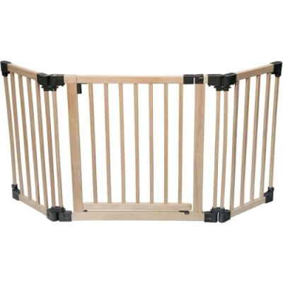 Abbildung von Safetots Holz Sicherheitsbarriere, bis zu 176,5cm, Naturholz, flexible Raum und Treppenbarriere, einfache Installation