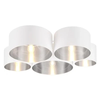 Abbildung von RL LIVE YOUR LIGHT Deckenleuchte Weiß Silberfarben Metall Stoff 5 flammig B 90 cm
