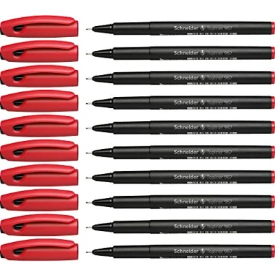 Abbildung von Schneider Topliner 967 Fineliner (Strichstärke 0,4 mm) 10 Stück rot