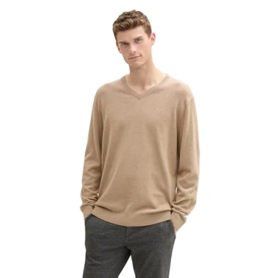Abbildung von TOM Tailor Vneck Strickpullover, Herren, Größe: Medium, Hellbraun