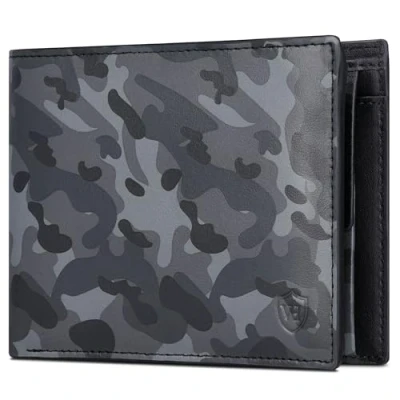 Abbildung von VON HEESEN Leder Geldbörse RFID Schutz I Echtleder Geldbeutel für Damen &amp; Herren Portemonnaie Brieftasche Wallet Portmonee (Camouflage Grau)