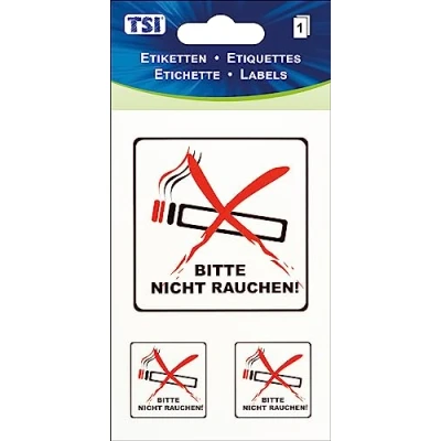 Abbildung von TSI Hinweis Etiketten &quot;Bitte nicht rauchen&quot;, Druck auf Folie, Inhalt: 1 Blatt, Art. Nr. 55306