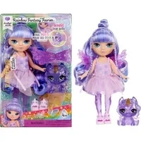 Abbildung von Rainbow High Littles Fantasy Fairies &amp; Pet Amethyst, Lila 14 cm Kleine, Bewegliche Puppe Fantasie Pegasus Einhorn mit Austauschbaren Feenflügeln, Süßes Geschenk für Kinder ab 4