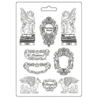 Abbildung von Stamperia Soft Mould A5 for Scrapbooks, Albums, Bullet Journals and More, Suitable Clay, Ceramic Powder Perfect Crafts Gifting (Sir Vagabond in Fantasy World Elements)