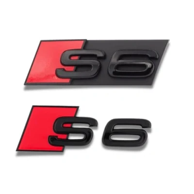 Abbildung von Original Audi Schriftzug für S6 und weitere Modelle, Schwarz, Tuning Exclusive Black Edition, Set Heckklappe &amp; Kühlergrill, Mehrere Schriftzugpaket, Selbstklebend
