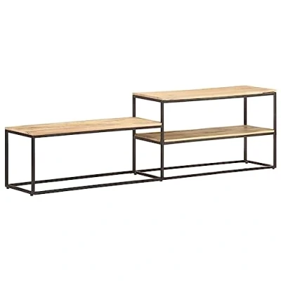 Abbildung von vidaXL Raues Mangoholz TV Schrank Industriestil Lowboard Sideboard Fernsehschrank Fernsehtisch Möbel Board Tisch HiFi 180x30x50cm