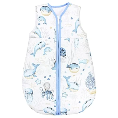 Abbildung von TupTam Ganzjahresschlafsack 2.5 TOG wattiert ärmellos Baby Schlafsack OEKO TEX, Farbe: Meerestiere Blau, Größe: 80 86