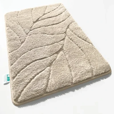 Abbildung von Floordirekt Badteppich extra flauschig &amp; schnelltrocknend Badezimmerteppich mit rutschhemmender Rückseite Badematte Duschvorleger (Maris) (Ivory, 60 x 120 cm)