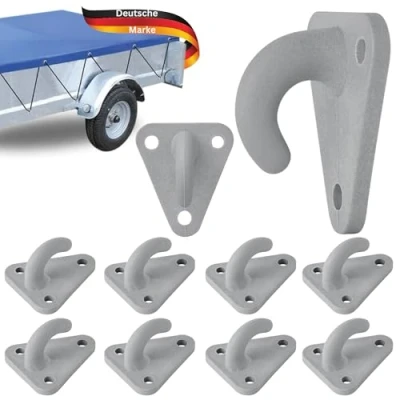 Abbildung von TRAILERKRAFT® Dreiloch Planenhaken PlusPro Netzhaken für Anhängerplane Anhängernetz Dreilochplanenhaken Spannhaken Dreilochhaken PKW Anhänger Bordwand, Hakenösen Kunststoff, 10 STK.
