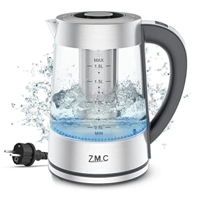 Abbildung von ZMC Wasserkocher Glas mit Temperaturwahl 1,8 Liter Warmhaltefunktion, LED Beleuchtung / Einstellbare Temperatur Temperatureinstellung