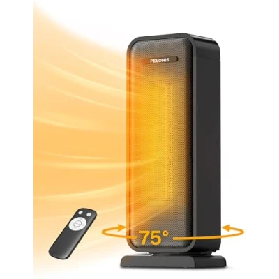 Abbildung von PELONIS Elektrische Heizung, 2000 W energieeffiziente, raumsparende Raumheizung, tragbare Keramik Heizlüfter, 2 Einstellungen Thermostat, 12 Stunden Timer, Kipp und Überhitzungsschutz, Turmheizung