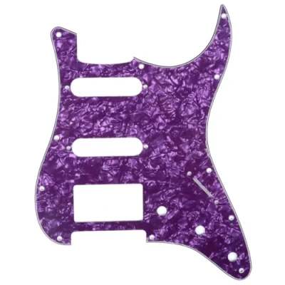 Abbildung von Musiclily HSS 11 Löcher Strat Schlagbrett Pickguard für Fender American/Mexican Standard Stratocaster Modern Style E Gitarre,4 lagig Purple Pearl