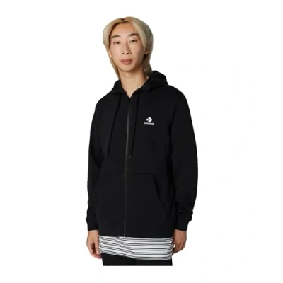 Abbildung von Converse Embroidered STAR Chevron Brushed BACK ZIP Hoodie Unisex Sweatjacke, Größe: XXL, Black