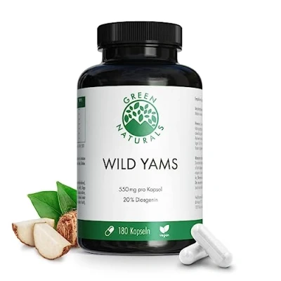 Abbildung von Wild Yams Kapseln Hochdosiert: 1100mg pro Tagesdosis &amp; 220 mg Diosgenin 3 Monate Vorrat (180 Kapseln) Apothekenqualität Green Naturals®