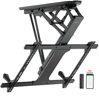 Abbildung von EasyLife TV Deckenhalterung für Fernseher elektrisch schwenkbar + Smart Home Integration, VESA Halterung bis 600x400 LCD/OLED TV, Monitor, Display, Smartboard, 32 70 Zoll 35kg Schwarz