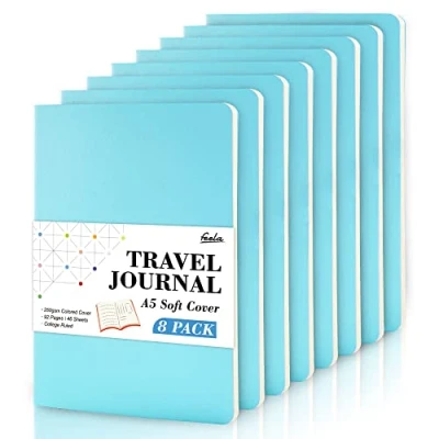 Abbildung von feela Notizbuch A5 Softcover, 8 Stück liniert, Notizheft mit 92 Seiten, 14x21cm, Notizblock Set gut für Büro und Schule zum Zeichen, Schreiben, Student College, Din A5, hellblau