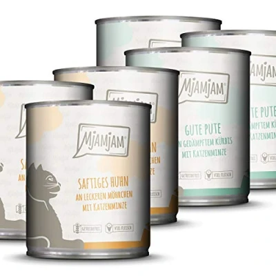 Abbildung von MjAMjAM Premium Nassfutter für Katzen Monopaket I mit Huhn und Pute, 6er Pack (6 x 800 g), getreidefrei extra viel Fleisch