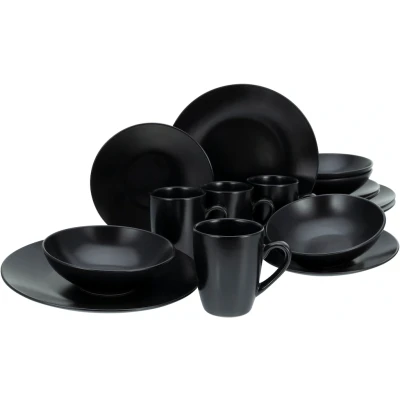 Abbildung von CreaTable Kombiservice &quot;Geschirr Set Black Matt&quot;, (Set, 16 tlg., Kaffeeservice und Tafelservice im Set, für 4 Personen), Service, schwarz, trendige Coupeform, Teile, Personen
