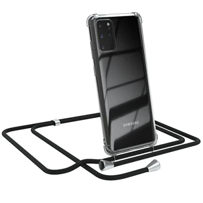 Abbildung von EAZY CASE Handykette kompatibel mit Samsung Galaxy S20 Plus / 5G Handyhülle Umhängeband, Handykordel Schutzhülle, Silikonhülle, Hülle Band, Stylische Kette, Schwarz